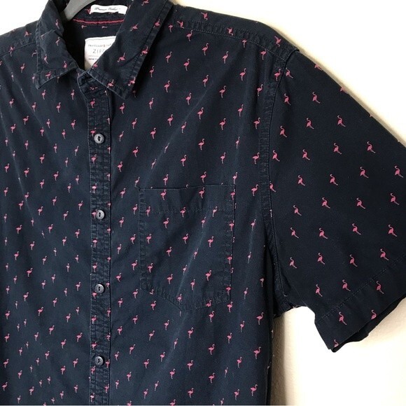Zipcode Travellers Collection Slim Fit Flamingo All Over Print Shirt Mens Large - Picture 4 of 16